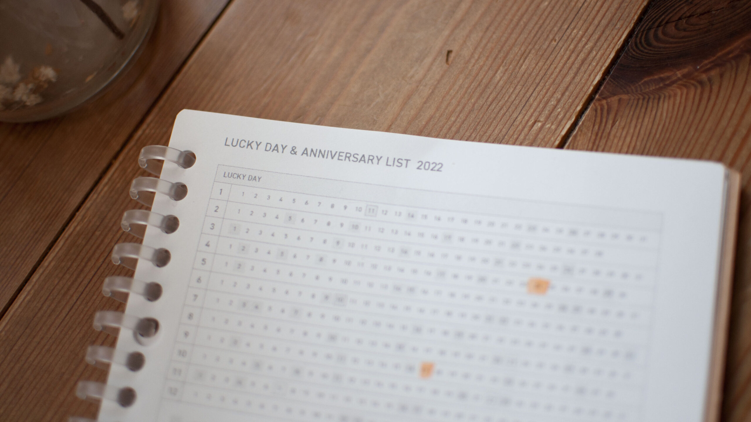 吉日＆記念日リスト 2022｜LUCKY DAY & ANNIVERSARY LISTの吉日一覧カレンダー部分